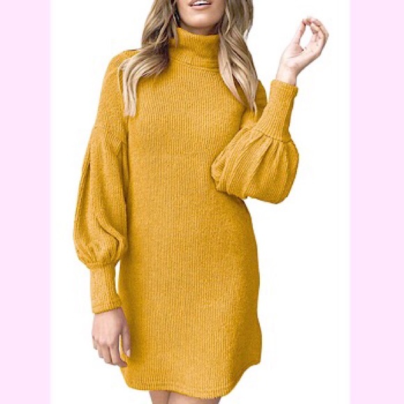 Dresses & Skirts - 🆕Turtleneck Dress Puff Long Sleeve Pullover Dress